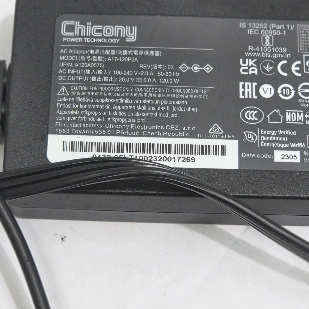 Chicony A17-120P2A AC Adapter Power Supply 20V 6A 120W Charger A120A057Q